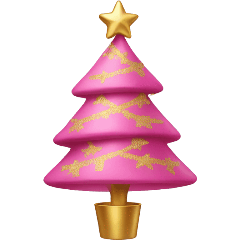 Pink Christmas tree with gold trum emoji