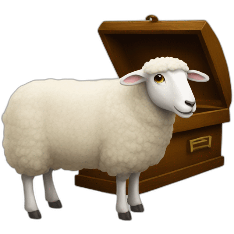 Sheep next to a coffin emoji