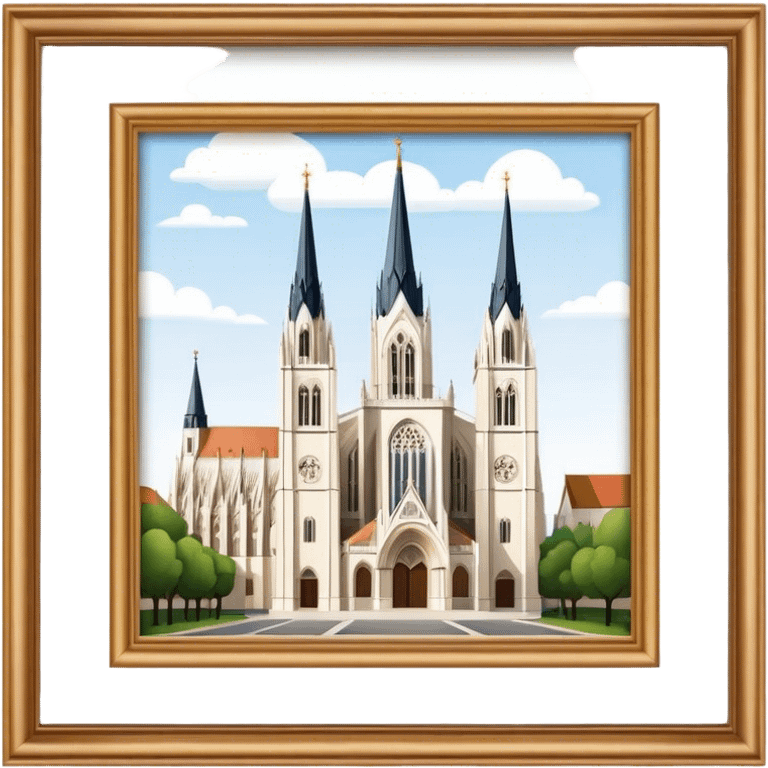 Cinematic Realistic Zagreb Cathedral Landmark Emoji, depicted with Gothic architecture rendered with lifelike detail and majestic, soft lighting. emoji