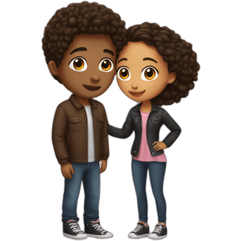 Mixed girl and her mixed boyfriend kissing  emoji