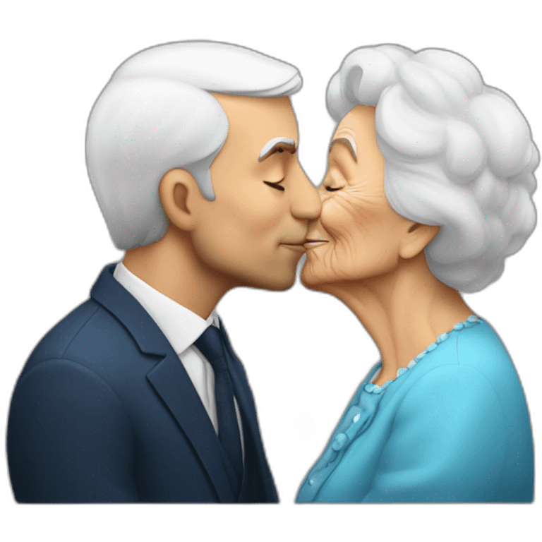 emanuel-macron kissing old lady emoji