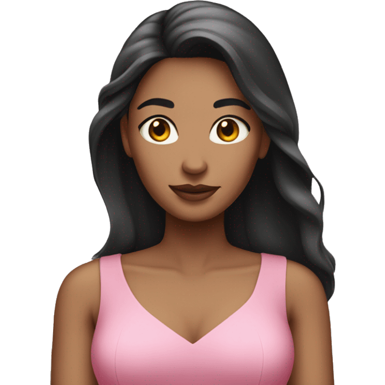 Woman with long dark hair pink dress emoji