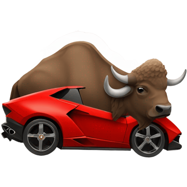 A bison in a  red Lamborghini  emoji