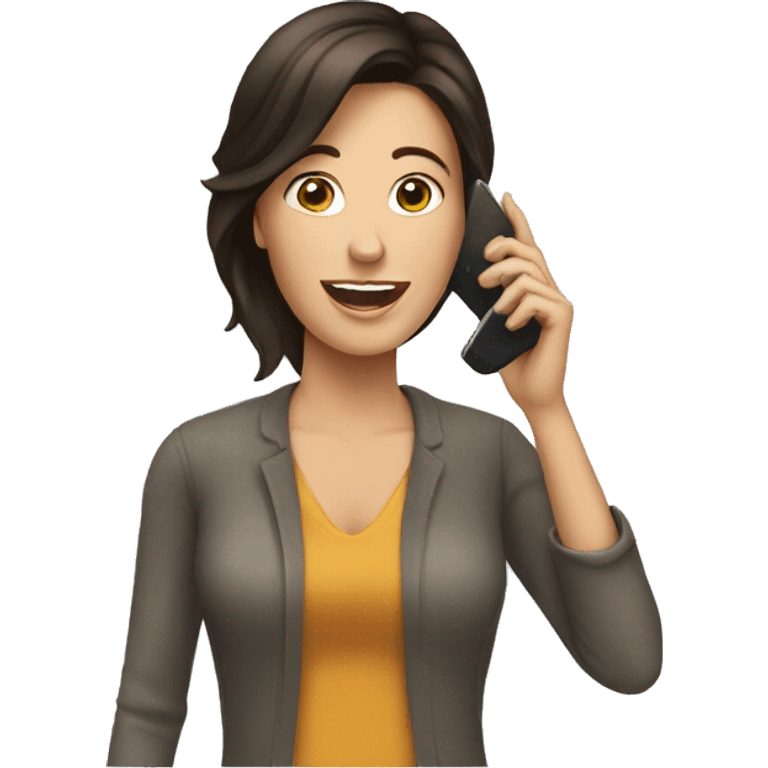 Brunette Woman talking on cell phone emoji