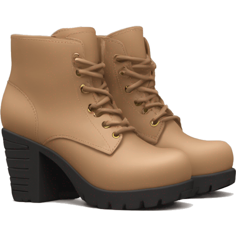 Chunky heeled boots light brown pastel cute emoji