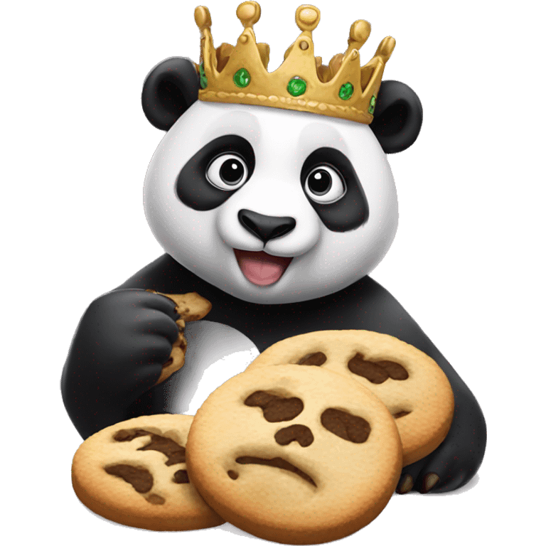 panda with crown eating cookies emoji