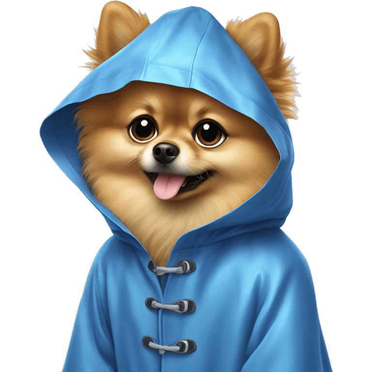 Pomeranian boo dog in raincoat emoji