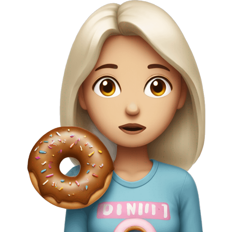 Exhausted girl with donut emoji