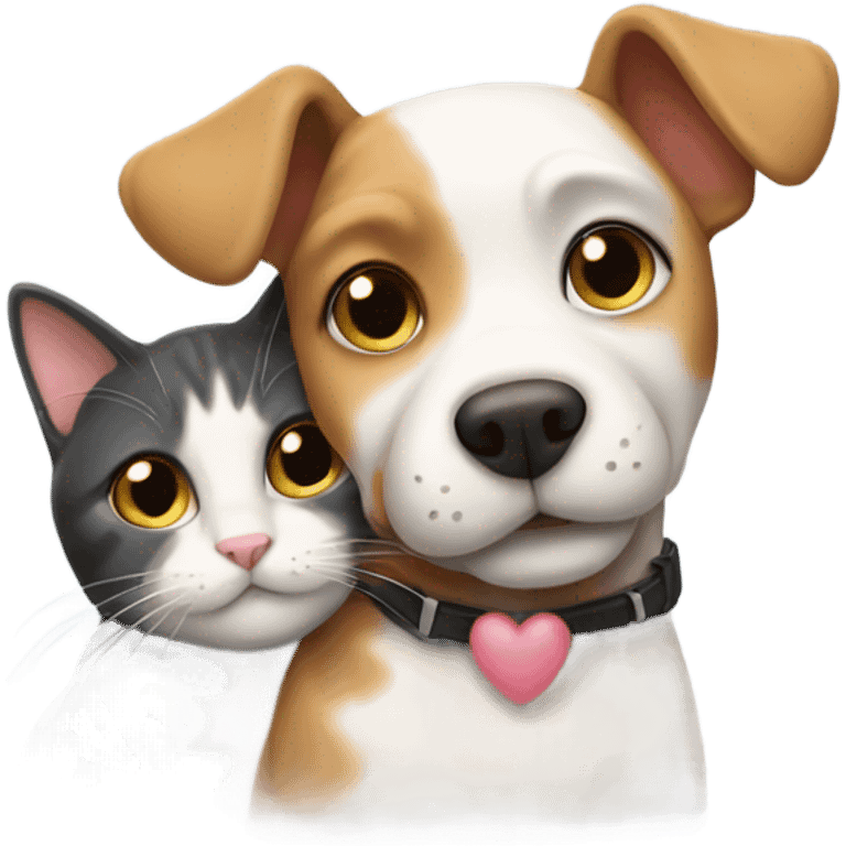 Dog and cat cuddling emoji