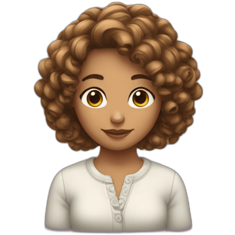 Fille cheveux brun et bouclés emoji