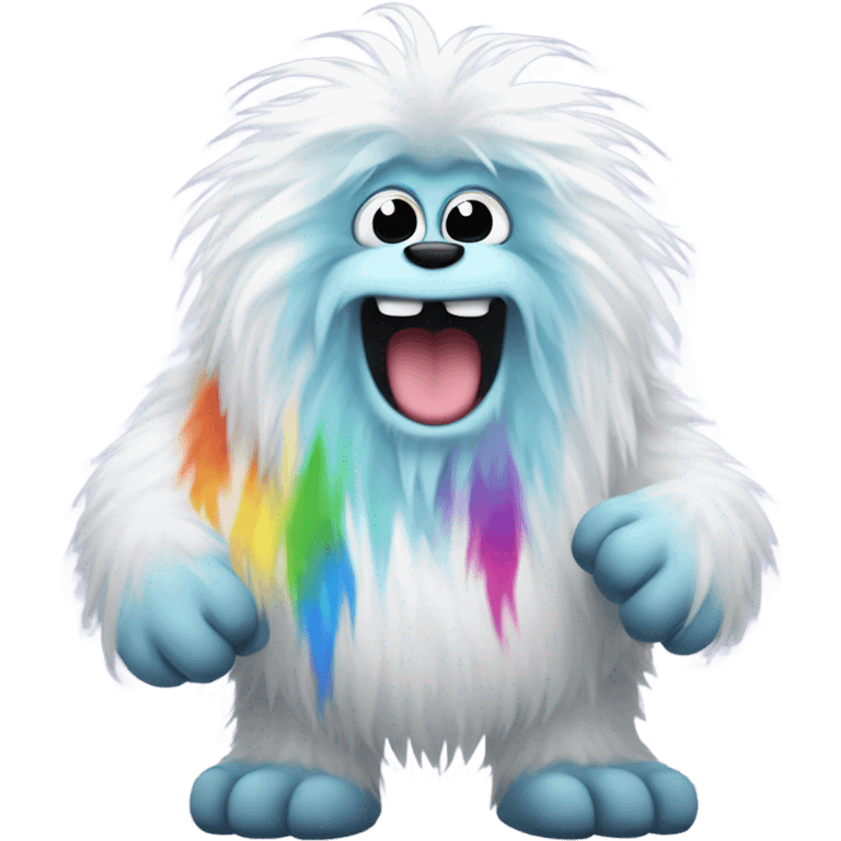  a yeti holding a rainbow poop emoji