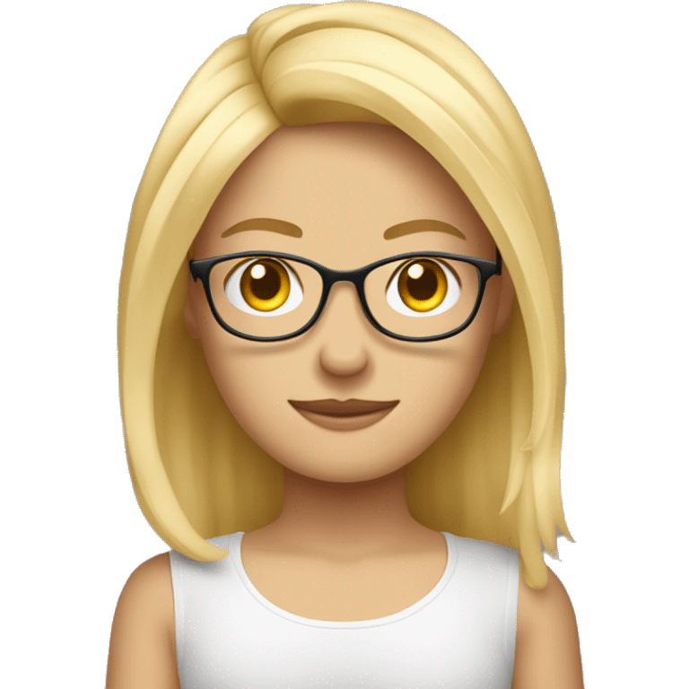 Blonder junge schulterlange haare dünn mit Brille beim Yoga  emoji