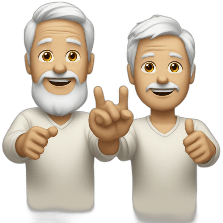 two old white best friends one hand up no mustache emoji