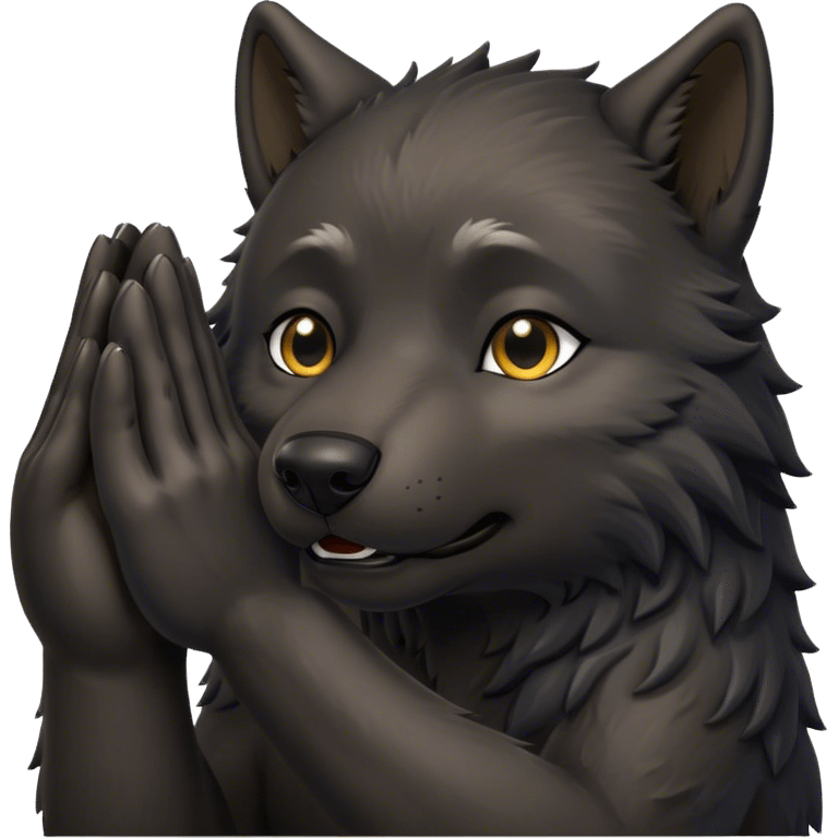 black wolf praying emoji