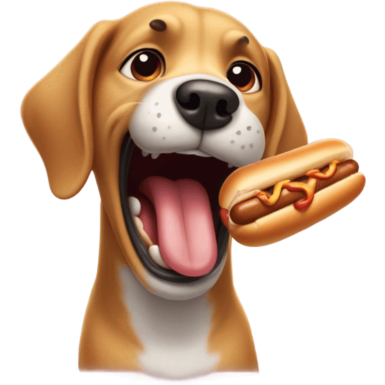 Crazy dog eating a hotdog emoji