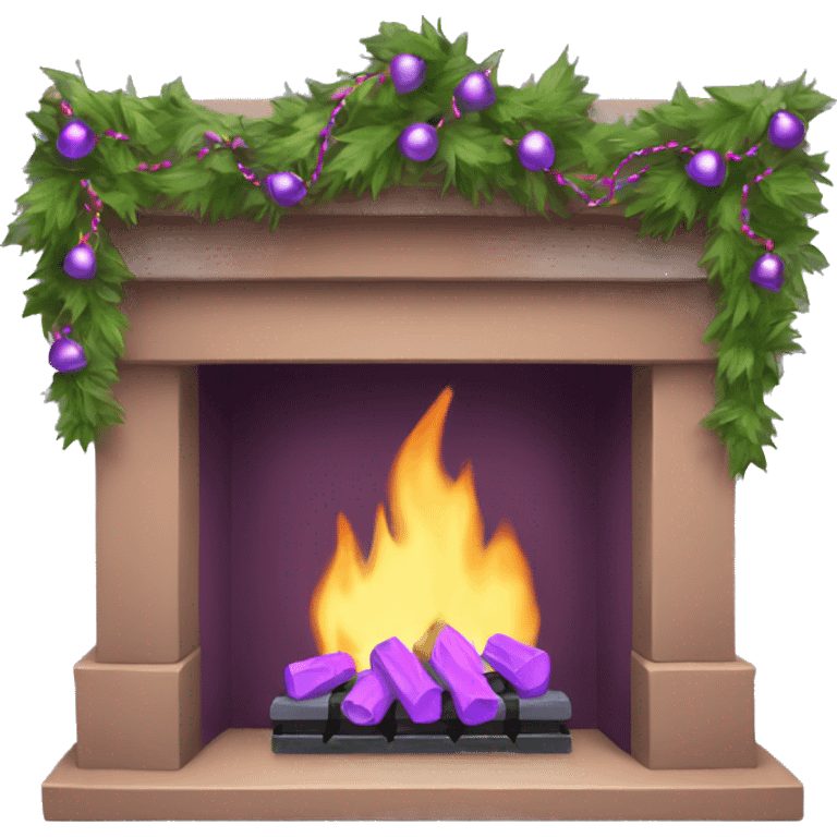 Purple fireplace with garland emoji