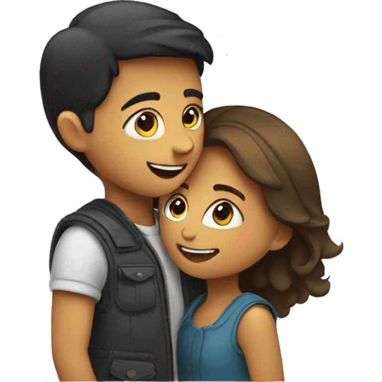 Boy and girl hug each other  emoji