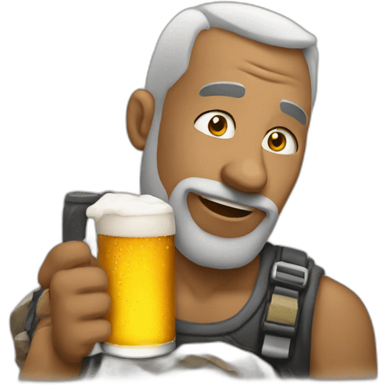 the rocks drinking a beer emoji