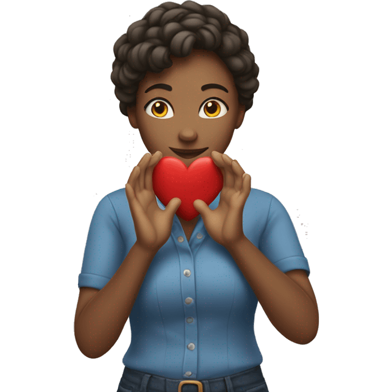 A female making a heart with their hands emoji