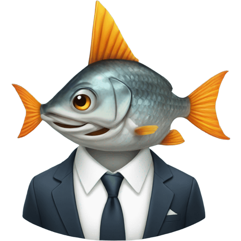 Fish wearing a suit emoji