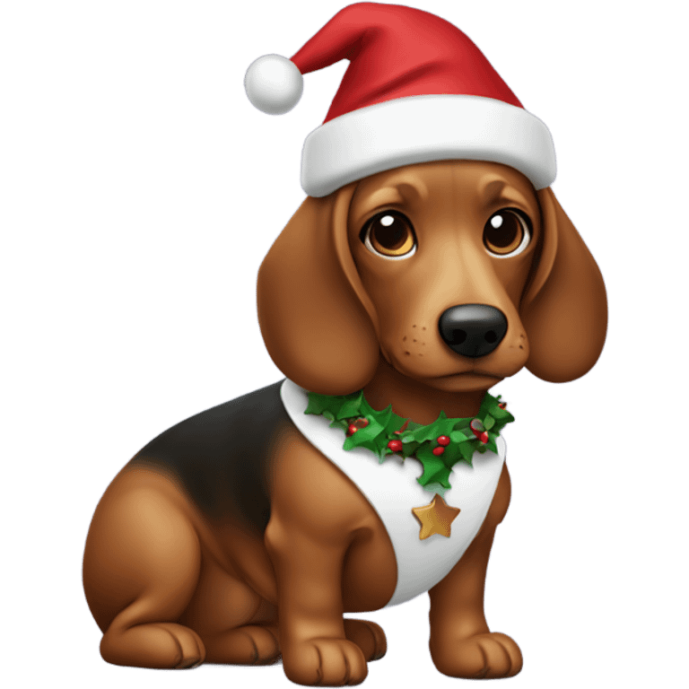 Dog wearing chrismast colthes ( teckel ) emoji