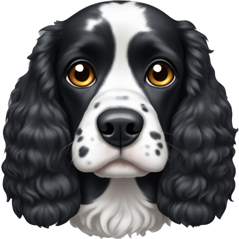 Black cocker spaniel dog with Heterochromia white with black spots emoji