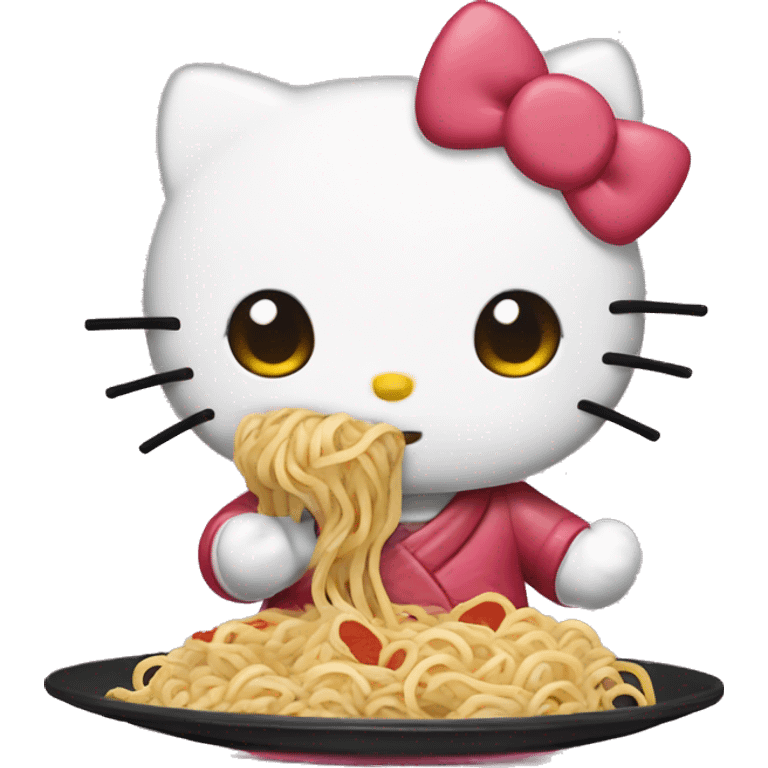 Hello kitty eating Naruto noodles  emoji