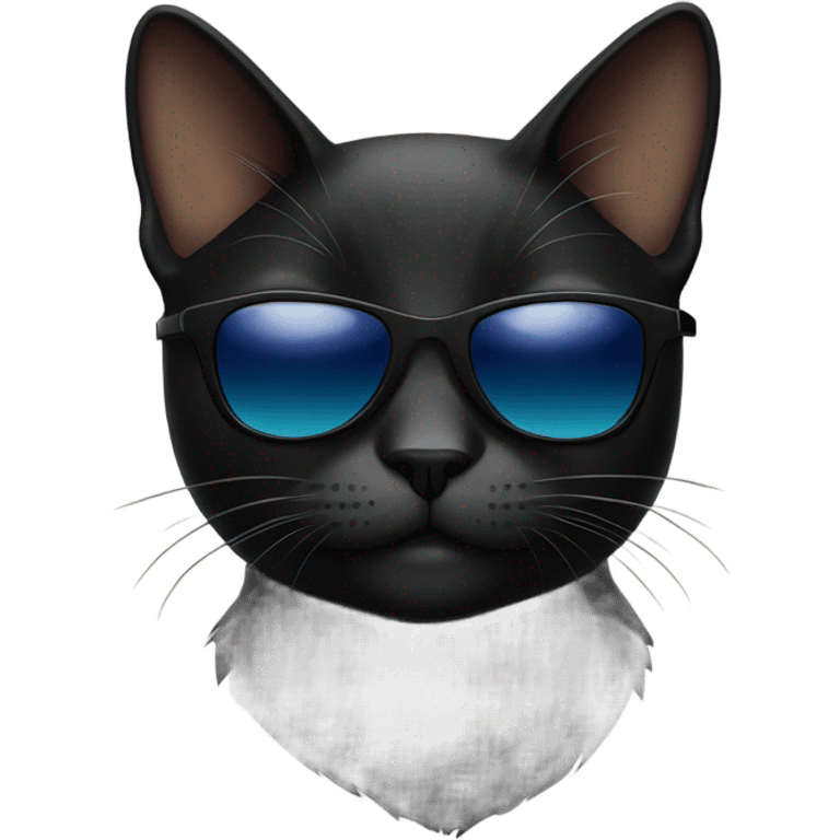 Black cat with sunglasses  emoji