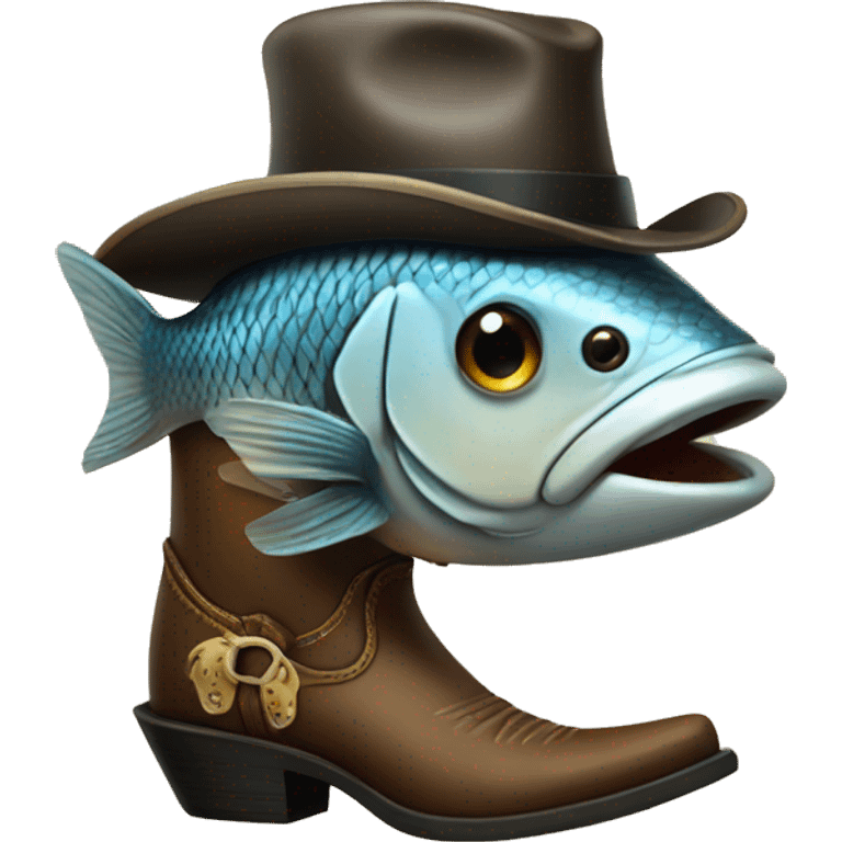 fish wearing a tophat and cowboy boots emoji