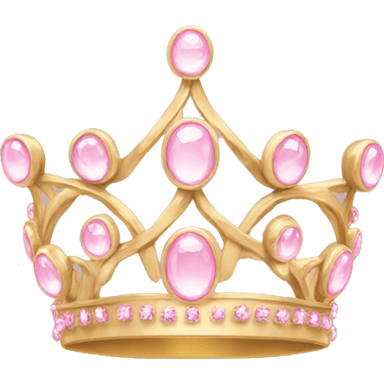 Gold tiara with light pink jewels emoji