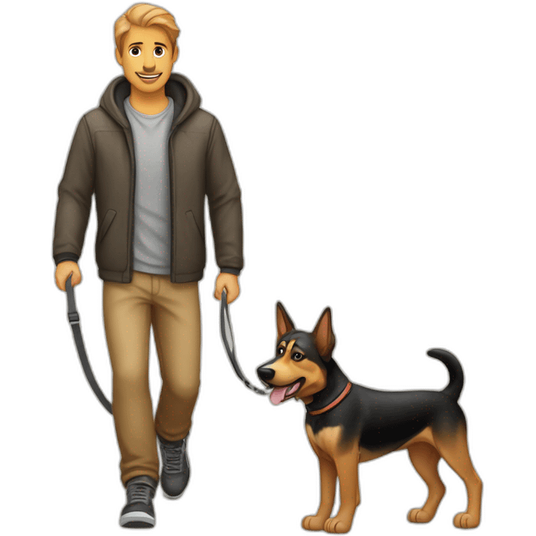 adult coonhound and German shepherd mix dog walking emoji