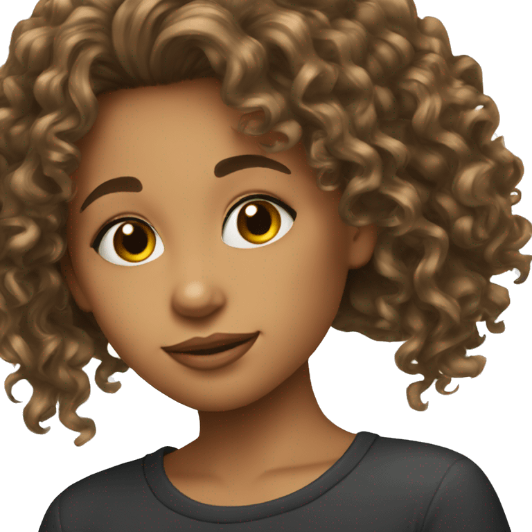 a girl emoji that is so beatiful with long curly hair black emoji