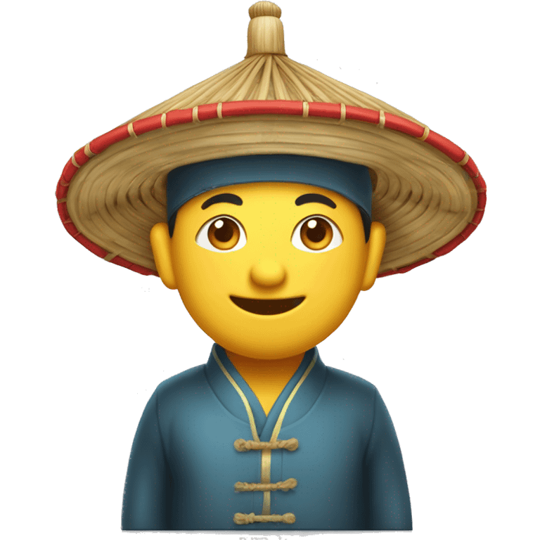 chinois avec un chapeau traditionnel sur la tête  emoji