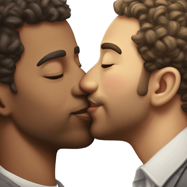 Gay man kissing another man saying i am george emoji