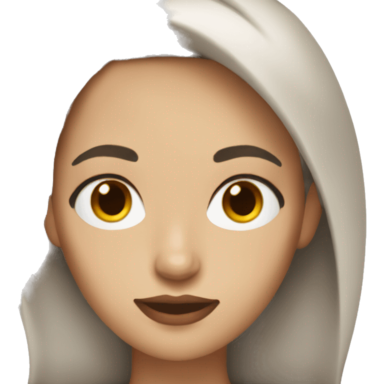 White woman with brown hair and brown eyes and makeup emoji