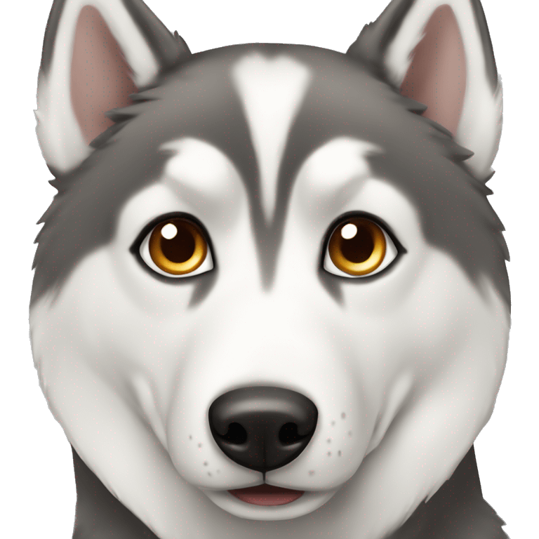 Grey and white husky with brown eyes emoji