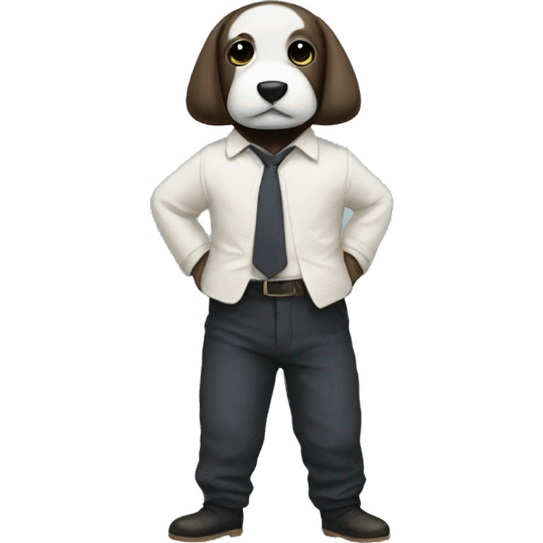 puppett with trousers standing on one leg no face emoji