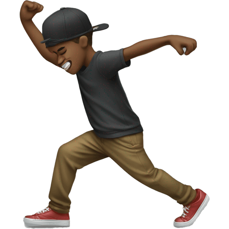 a boy dabbing emoji