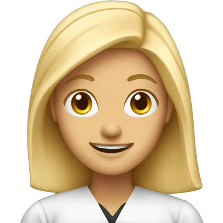 graduate student, blonde, happy emoji