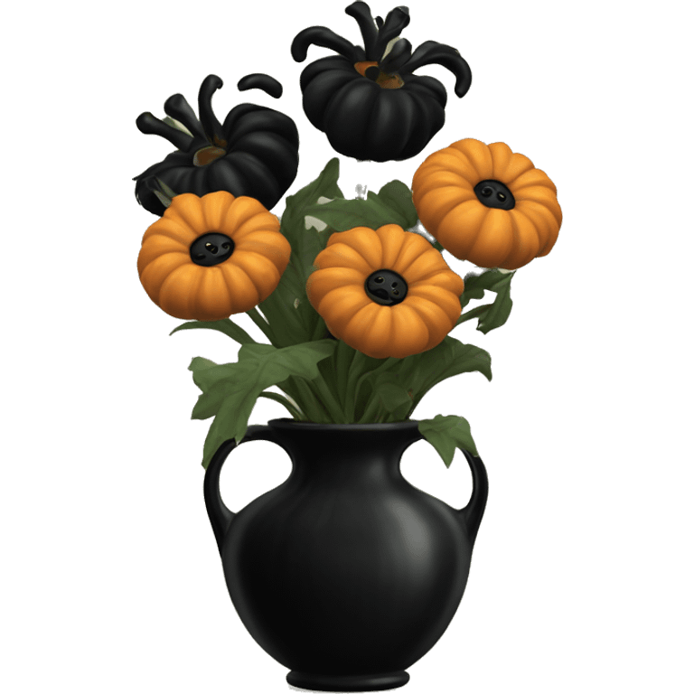 Vintage Halloween dead flowers in black vase emoji