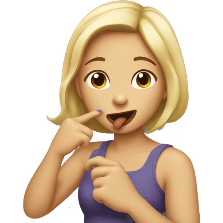 girl biting her finger in a flirtatious way emoji