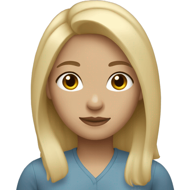 Woman with blonde Chinese hair, light skin and light brown eyes. emoji