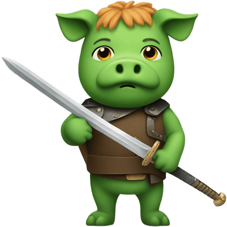 Green pig with a sword emoji