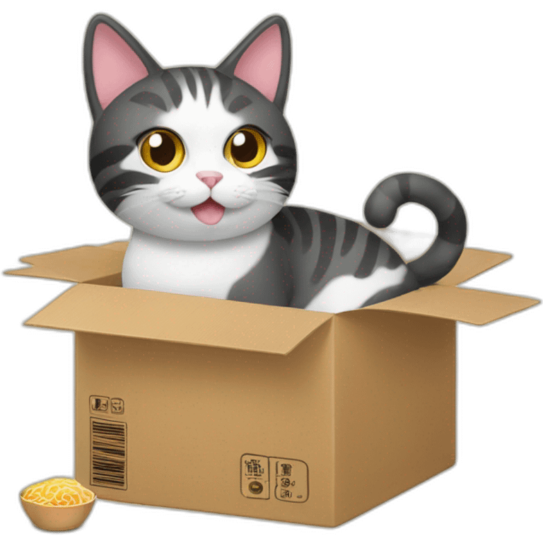 Cat and ramen in box emoji