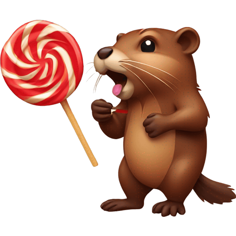 Beaver eating a lollipop  emoji