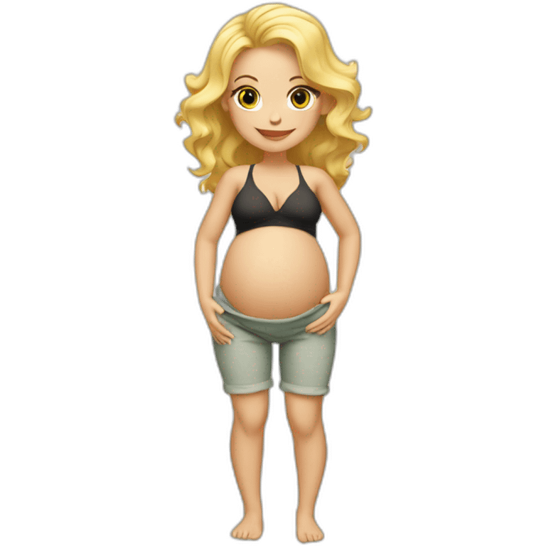 adorable pregnant blond full body women with beach-wave-hair emoji