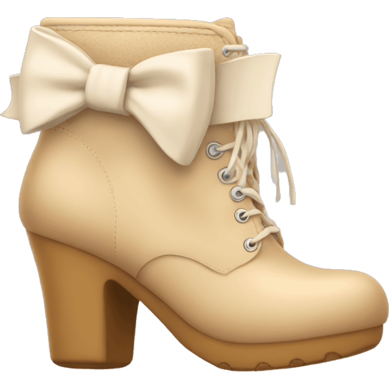 sandy beige ugh boots with white bow  emoji