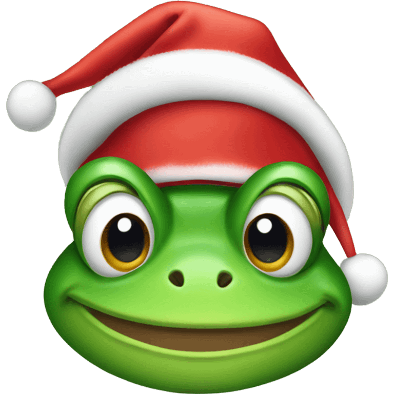 Frog with christmas hat emoji