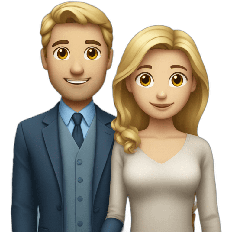 Un couple avec le garçon blond au yeux bleus et la fille brune  emoji