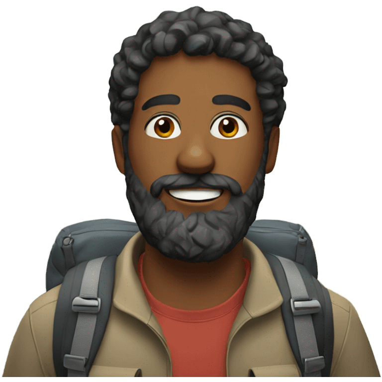 Man with beard hiking emoji